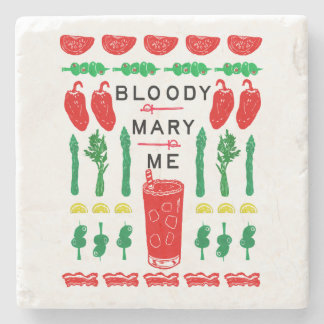 Dessous-de-verre En Pierre Bloody Mary Stone Drink Coasters - Linocut