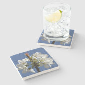 Dessous-de-verre En Pierre Bloom du printemps blanc (Côté)
