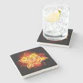 Dessous-de-verre En Pierre Blooming Fire Rose (Côté)