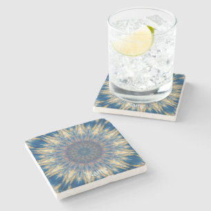 Dessous-de-verre En Pierre Blue Chakra Kaleidoscope Thunder_Cove
