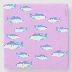 Dessous-de-verre En Pierre Blue fish on lilac
