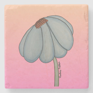 Dessous-de-verre En Pierre Blue flower with pink background