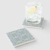 Dessous-de-verre En Pierre Blue Greem BOHO Floral pattern (Côté)