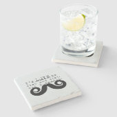 Dessous-de-verre En Pierre Blue Grey Black Funny Humor I Mustache (Côté)