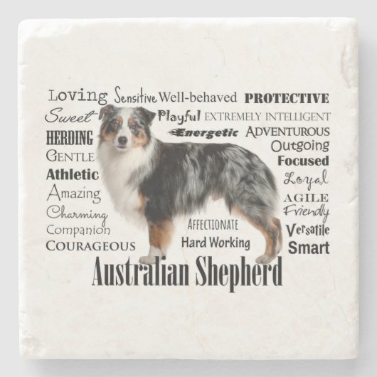 Dessous-de-verre En Pierre Blue Merle Australian Shepherd (Devant)