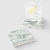 Dessous-de-verre En Pierre Blue Ocean Whale By the sea (Côté)