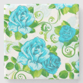 Dessous-de-verre En Pierre Blue Roses White (Devant)