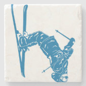 Dessous-de-verre En Pierre Blue Skier (Devant)