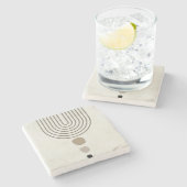 Dessous-de-verre En Pierre Boho Abstrait Mid Century Moderne (Côté)