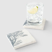 Dessous-de-verre En Pierre Boho d'arbre simple bleu (Côté)