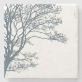 Dessous-de-verre En Pierre Boho d'arbre simple bleu (Devant)