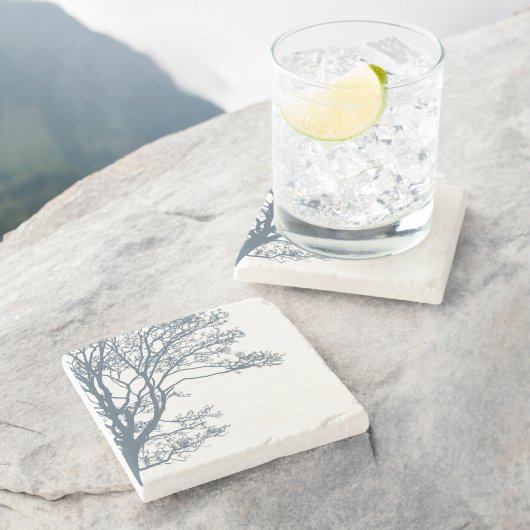 Dessous-de-verre En Pierre Boho d'arbre simple bleu