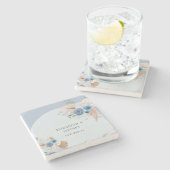 Dessous-de-verre En Pierre Boho rustique élégant Dusty Blue Pampas Mariage (Côté)