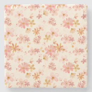 Dessous-de-verre En Pierre Boho rustique motif de fleurs botaniques terrestre