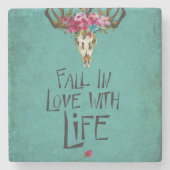 Dessous-de-verre En Pierre Boho Skull Love Life (Devant)