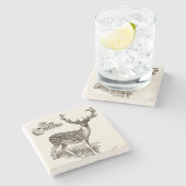 Dessous-de-verre En Pierre bois d'hiver noël cerf (Côté)