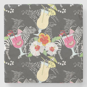 Dessous-de-verre En Pierre Boissons Tropicales Avec Animaux