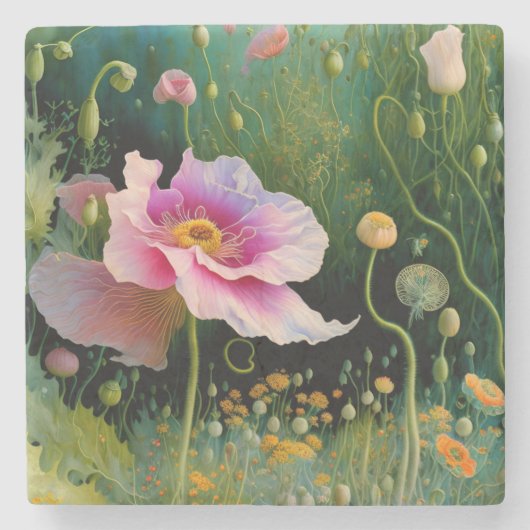 Dessous-de-verre En Pierre Boîte cadeau rose Fleur (Devant)