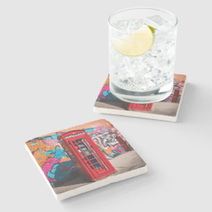 Dessous-de-verre En Pierre Boîte téléphonique rouge britannique