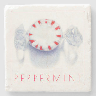 Dessous-de-verre En Pierre BONBON À LA MENTHE Coaster en marbre + Texte