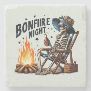 Dessous-de-verre En Pierre Bonfire Night - Skeleton boit par le feu