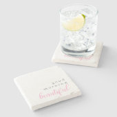 Dessous-de-verre En Pierre Bonjour beau message positif simple  (Côté)