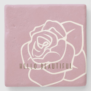 Dessous-de-verre En Pierre Bonjour Belle - Rose Rose Simple Moderne