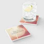 Dessous-de-verre En Pierre Bonjour week-end 3 (Côté)