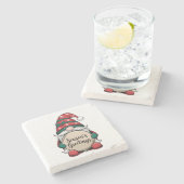 Dessous-de-verre En Pierre Bonnes Fêtes de Noël Gnome (Côté)