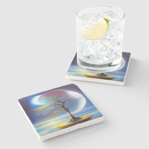 Dessous-de-verre En Pierre bonsaï paysage lunaire 