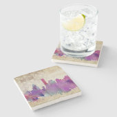 Dessous-de-verre En Pierre Boston, horizon de ville d'aquarelle de mA | (Côté)