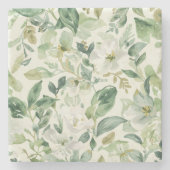 Dessous-de-verre En Pierre Botanical Green Watercolor Floral Leaves Nature  (Devant)