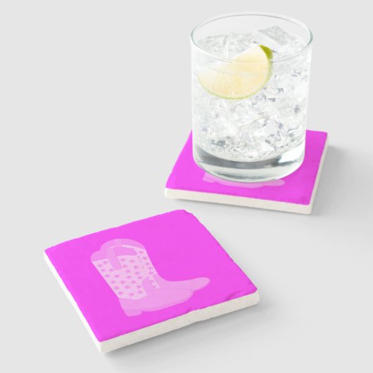 Dessous-de-verre En Pierre Botte de cowboy Stars rose (Côté)