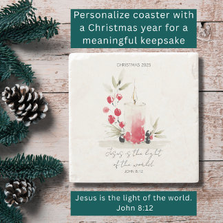 Dessous-de-verre En Pierre Bougie de Noël moderne personnalisée Écriture chré