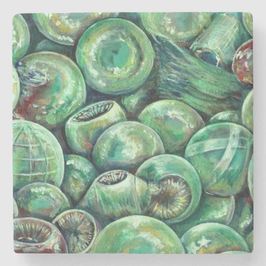 Dessous-de-verre En Pierre Boules de Noël vertes (Devant)