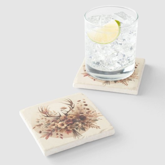 Dessous-de-verre En Pierre Bouquet d'automne Deer Antler (Côté)