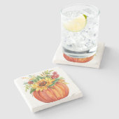 Dessous-de-verre En Pierre Bouquet de citrouille d'automne (Côté)