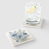 Dessous-de-verre En Pierre Bouquet de Fleurs Aquarelle Élégante (Côté)