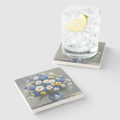 Dessous-de-verre En Pierre Bouquet de Fleurs Aquarelle Élégante (Côté)