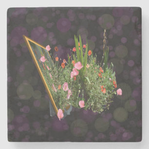 Dessous-de-verre En Pierre Bouquet De Pavot Rose,
