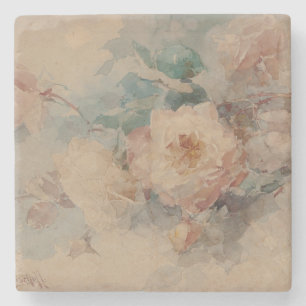 Dessous-de-verre En Pierre Bouquet de Rose - Franz Bischoff