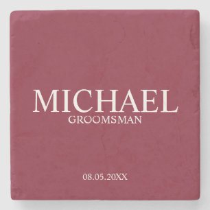 Dessous-de-verre En Pierre Bourgogne Rouge moderne Groomsman personnalisé