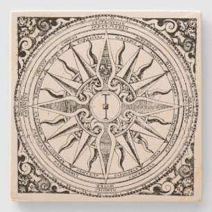 Dessous-de-verre En Pierre Boussole Nautique Antique Et Vents Imprimer
