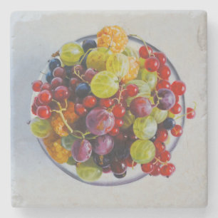 Dessous-de-verre En Pierre Bowl of Berries - Hyperréaliste Fruit Still Life