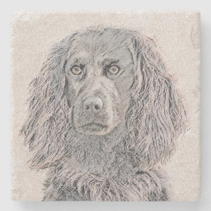 Dessous-de-verre En Pierre Boykin Spaniel Paining - Cute Original Dog Art