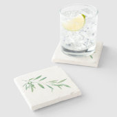 Dessous-de-verre En Pierre Branche d'olive aquarelle (Côté)