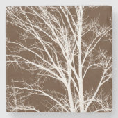 Dessous-de-verre En Pierre Branches d'arbre blanches marron (Devant)