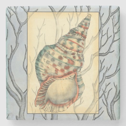 Dessous-de-verre En Pierre Branches des coquillages et des arbres (Devant)