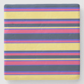 Dessous-de-verre En Pierre Brayures rose, jaune et bleue (Devant)