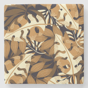 Dessous-de-verre En Pierre Bright Tropical Feuilles Dark Motif